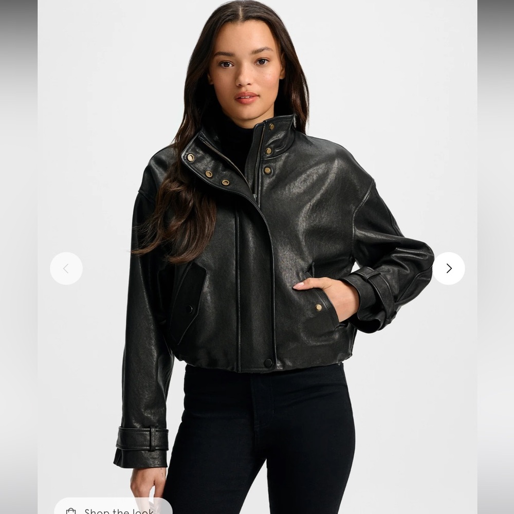 Veronica Beard Bateman Cropped Leather Jacket